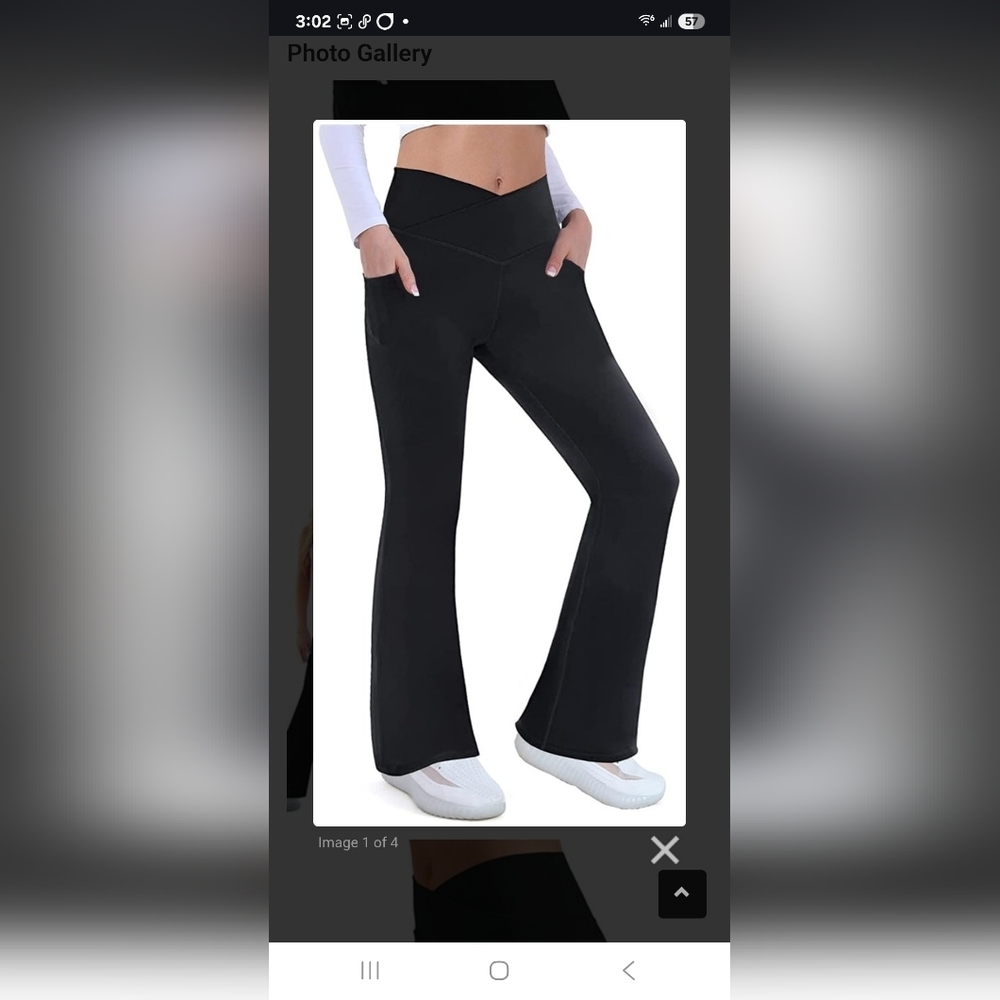 Cicendy Black Flared Women's Yoga, Workout, High Waisted Pants With Pockets Sz M